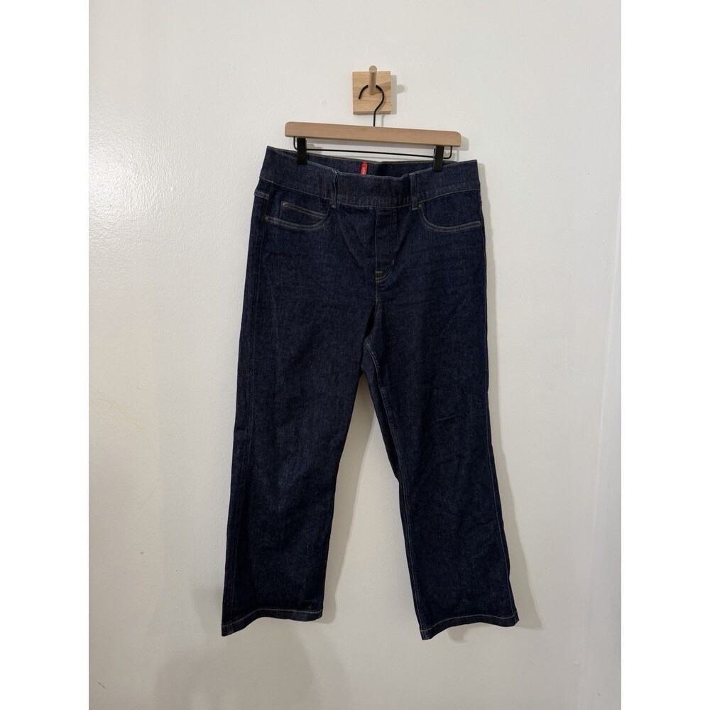 Spanx Womens Jeans EveryWear Wide Leg Ankle High Rise Blue Raw Indigo 1X